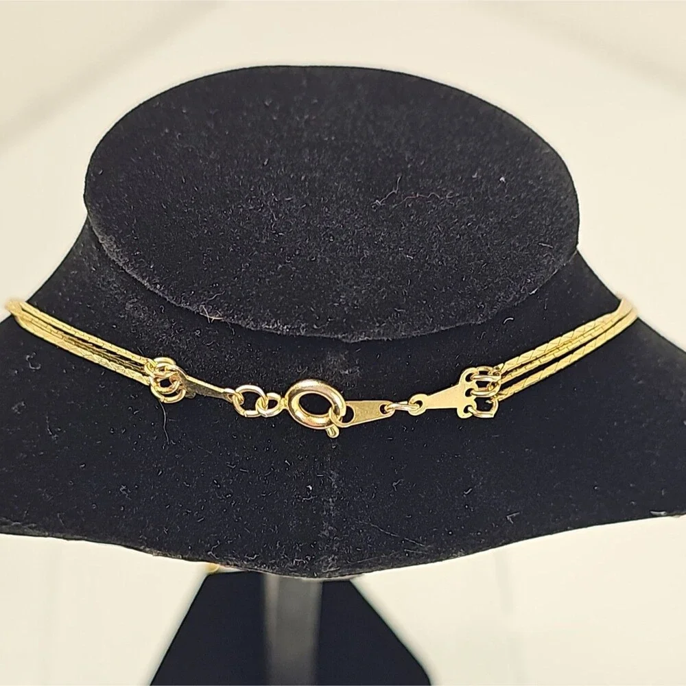 Vintage Gold Tone Multi Strand Ball Station Snake Chain Necklace 28